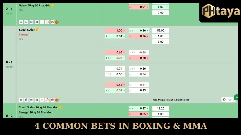 4 common bets in Boxing & MMA PHTAYA